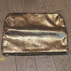 Victoria Secret Gold Glitter Zipper Clutch - Excellent Condition